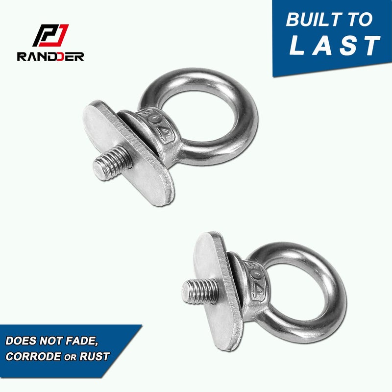 RANDDER Track Mount Kayak Tie Down Eyelet  2 Packs Stainless Steel Eyelets with 4 Washers & 2 Nuts Kayaking Mounting Replacement Kit for Bungee Cord Rope Up to 0.6 "" - Image 3